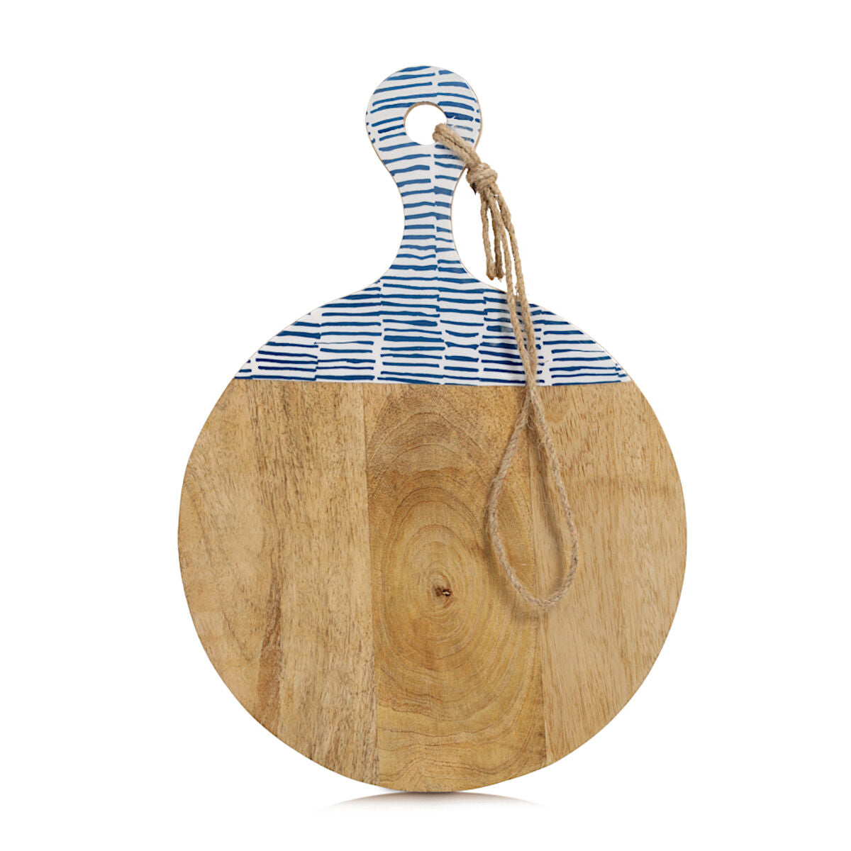 ZELLER 25692 Schneide-/ Servierbrett BLAU mit Griff, Mangoholz, ca. 43 x 30 x 2 cm