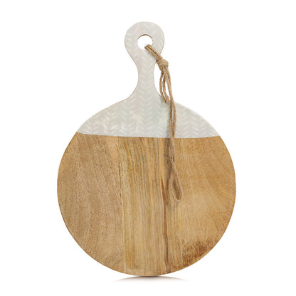 ZELLER 25693 Schneide-/ Servierbrett BEIGE mit Griff, Mangoholz, ca. 43 x 30 x 2 cm