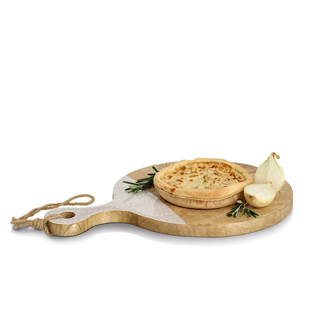 ZELLER 25693 Schneide-/ Servierbrett BEIGE mit Griff, Mangoholz, ca. 43 x 30 x 2 cm