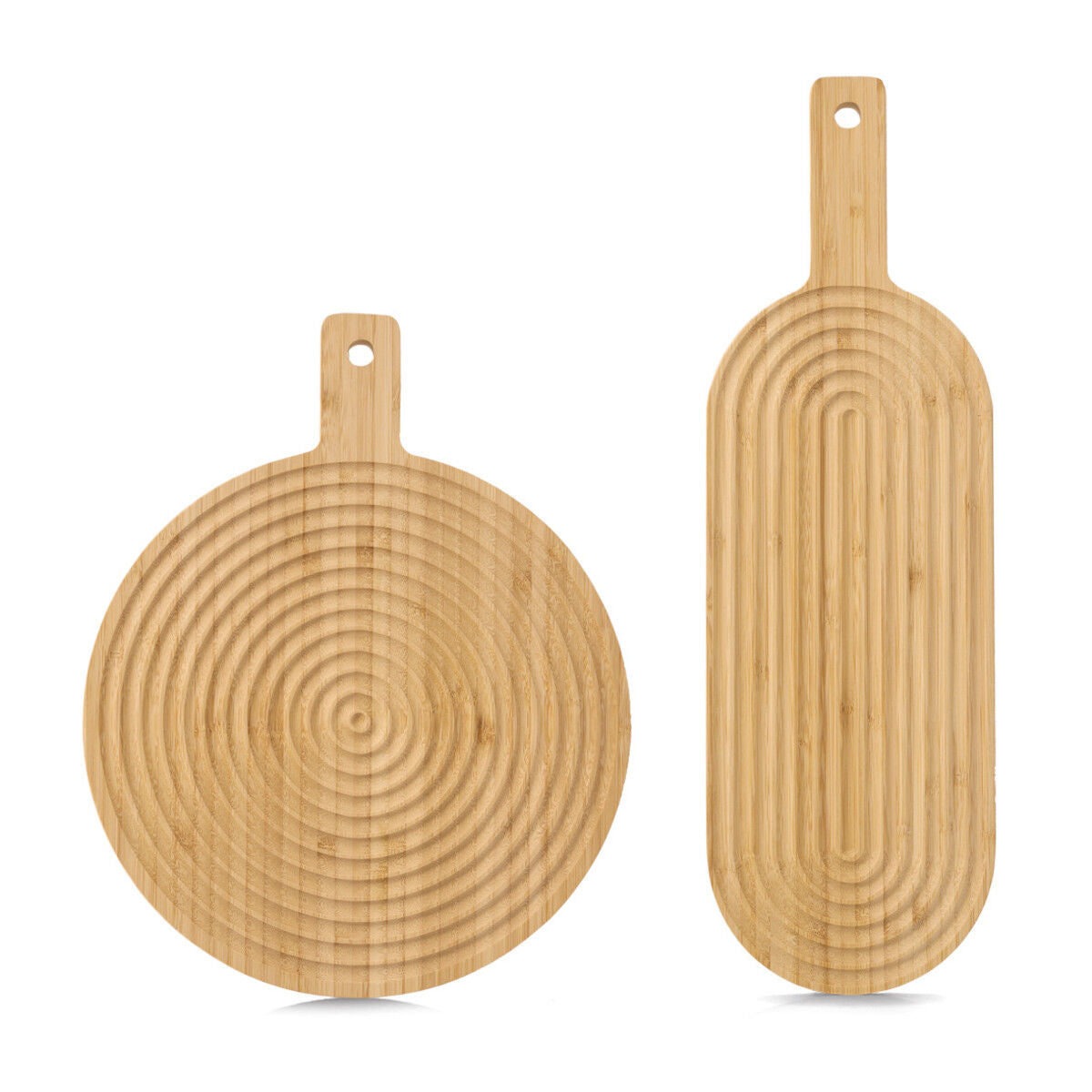 ZELLER 25716 Schneide-/ Servierbrett STRIPES aus Bambus mit Griff, ca. 50,8 x 16 x 2 cm
