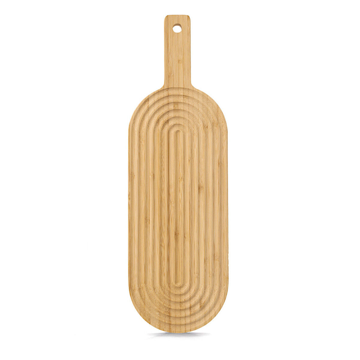 ZELLER 25716 Schneide-/ Servierbrett STRIPES aus Bambus mit Griff, ca. 50,8 x 16 x 2 cm
