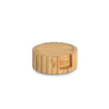 ZELLER 25719 Glasuntersetzer-Set 6-tlg, Bambus, ca. Ø 12 x 4,7 cm
