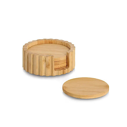ZELLER 25719 Glasuntersetzer-Set 6-tlg, Bambus, ca. Ø 12 x 4,7 cm