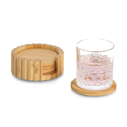 ZELLER 25719 Glasuntersetzer-Set 6-tlg, Bambus, ca. Ø 12 x 4,7 cm