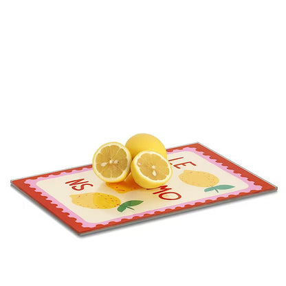 ZELLER 26341 Glasschneideplatte ITALIAN LEMONS aus Sicherheitsglas, ca. 30 x 20 x 0,8 cm