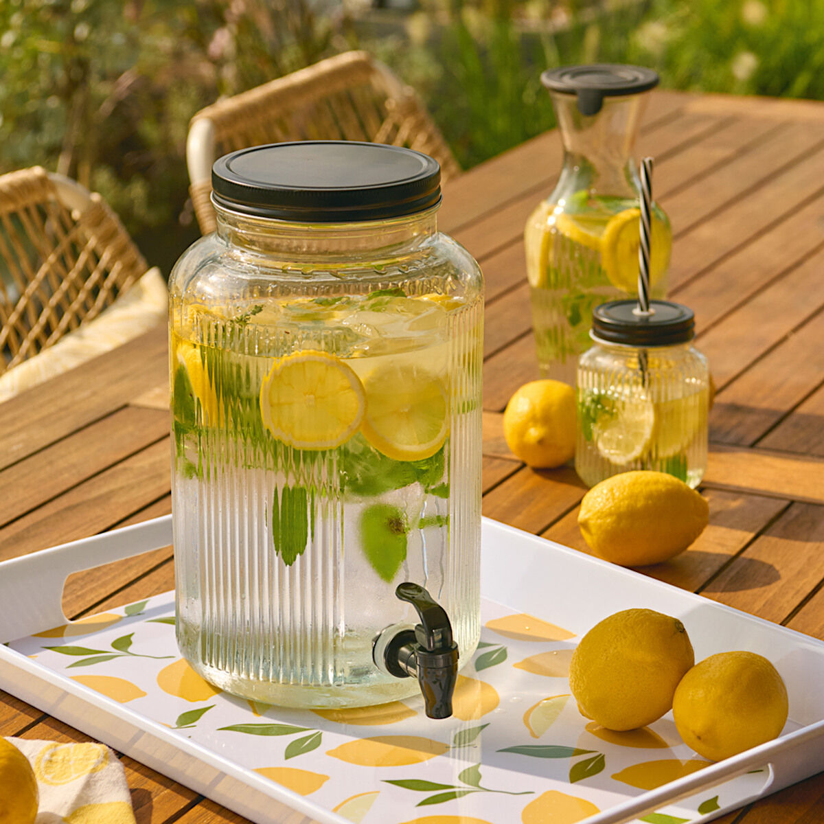 ZELLER 26472 Melamintablett LEMONS mit Tragegriffen, ca. 50 x 35 x 5 cm