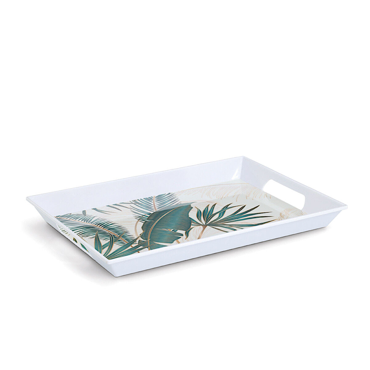 ZELLER 26473 Melamintablett PALM LEAVES mit Tragegriffen, ca. 50 x 35 x 5 cm