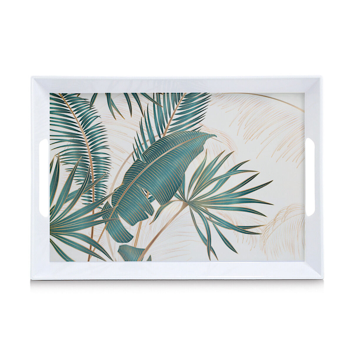 ZELLER 26473 Melamintablett PALM LEAVES mit Tragegriffen, ca. 50 x 35 x 5 cm