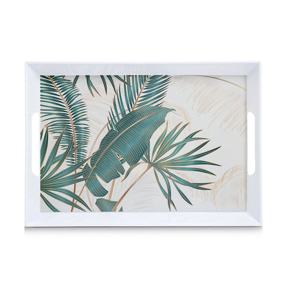 ZELLER 26473 Melamintablett PALM LEAVES mit Tragegriffen, ca. 50 x 35 x 5 cm
