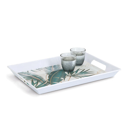 ZELLER 26473 Melamintablett PALM LEAVES mit Tragegriffen, ca. 50 x 35 x 5 cm