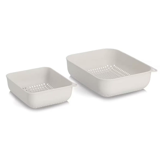 ZELLER 26493 Sieb-Set 2-tlg. aus Kunststoff, creme, ca. 23,8 x 18,7 x 6,7 cm