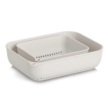 ZELLER 26493 Sieb-Set 2-tlg. aus Kunststoff, creme, ca. 23,8 x 18,7 x 6,7 cm