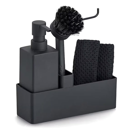 ZELLER 26495 Spülbecken-Organizer aus Kunststoff, schwarz, ca. 20,2 x 7 x 20 cm