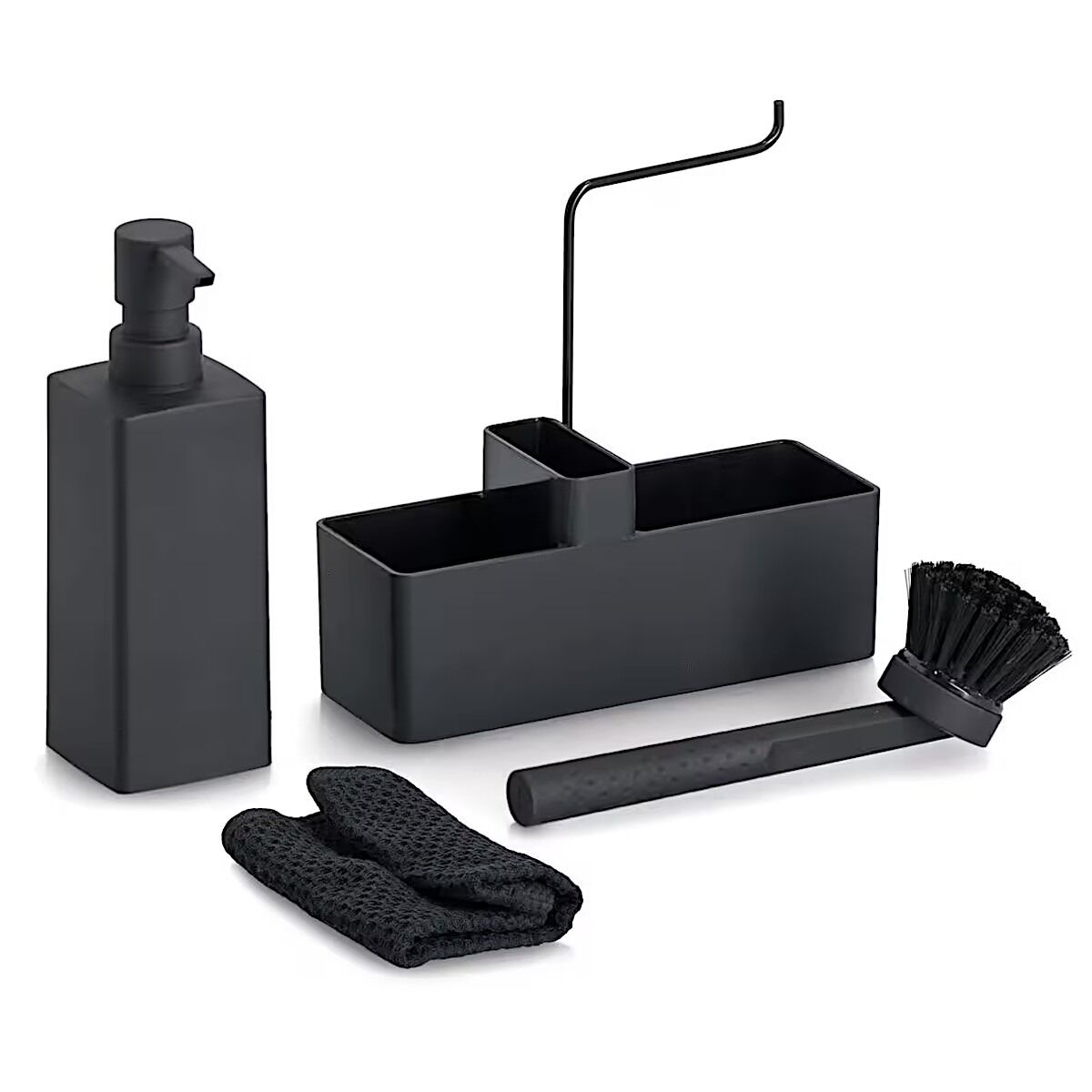 ZELLER 26495 Spülbecken-Organizer aus Kunststoff, schwarz, ca. 20,2 x 7 x 20 cm