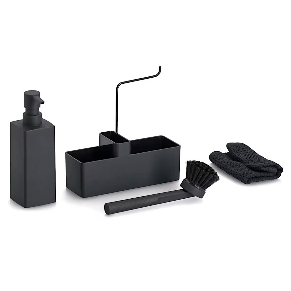 ZELLER 26495 Spülbecken-Organizer aus Kunststoff, schwarz, ca. 20,2 x 7 x 20 cm