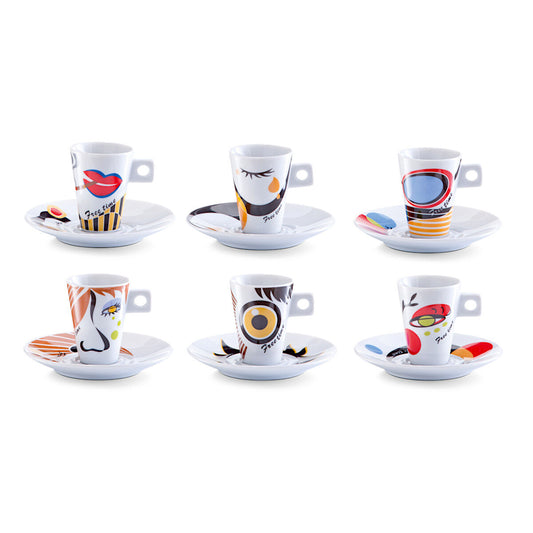 ZELLER 26505 Espresso-Set FACES, 12-tlg., Porzellan