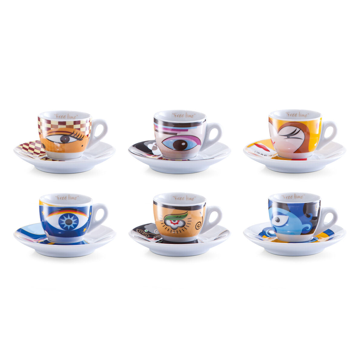 ZELLER 26510 Espresso-Set MAGIC EYES, 12-tlg., Porzellan