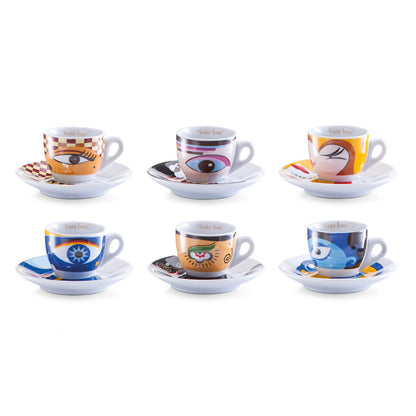 ZELLER 26510 Espresso-Set MAGIC EYES, 12-tlg., Porzellan