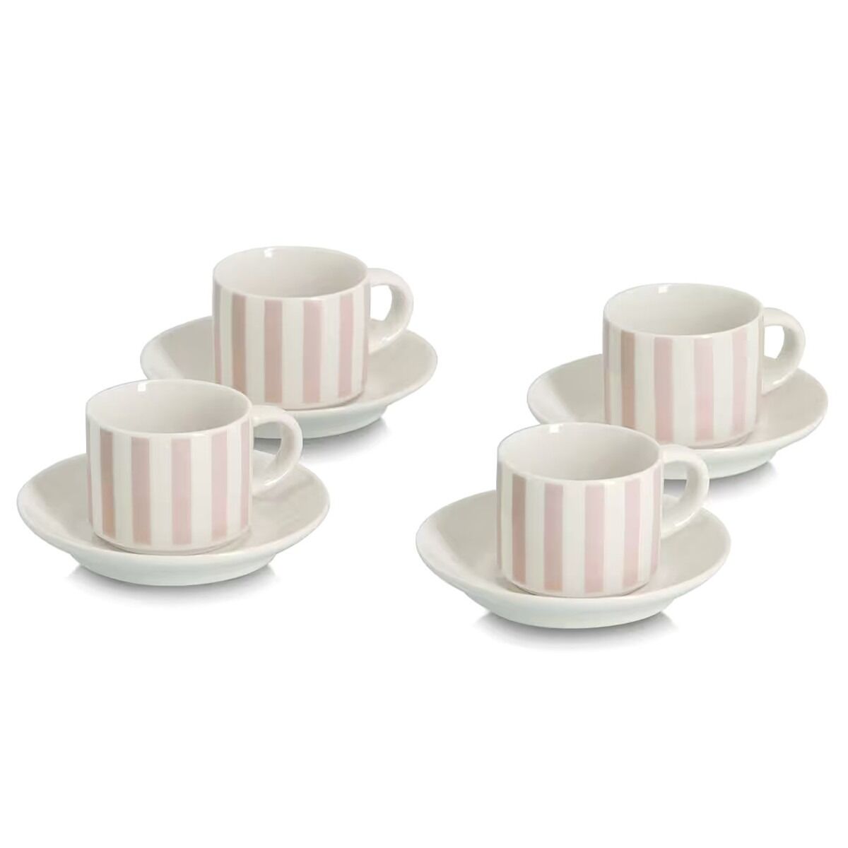 ZELLER 26533 Espresso-Set STRIPES, 8-tlg., Porzellan, beige