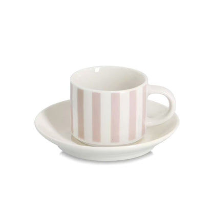 ZELLER 26533 Espresso-Set STRIPES, 8-tlg., Porzellan, beige