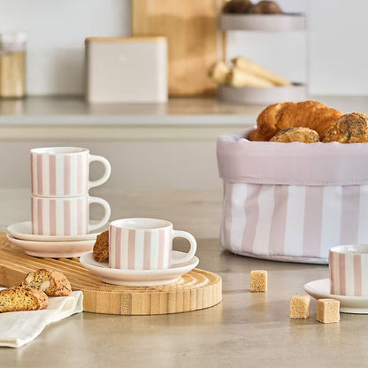 ZELLER 26533 Espresso-Set STRIPES, 8-tlg., Porzellan, beige