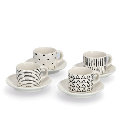 ZELLER 26537 Espresso-Set SCHWARZ/WEISS, 8-tlg., Porzellan
