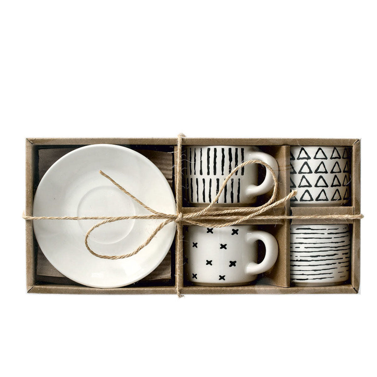 ZELLER 26537 Espresso-Set SCHWARZ/WEISS, 8-tlg., Porzellan