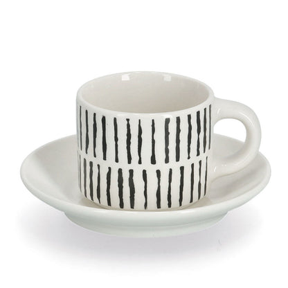 ZELLER 26537 Espresso-Set SCHWARZ/WEISS, 8-tlg., Porzellan