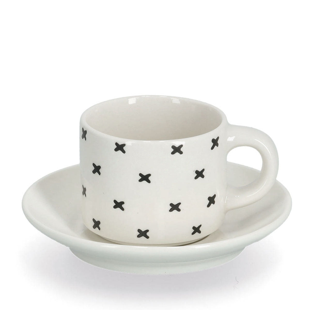 ZELLER 26537 Espresso-Set SCHWARZ/WEISS, 8-tlg., Porzellan