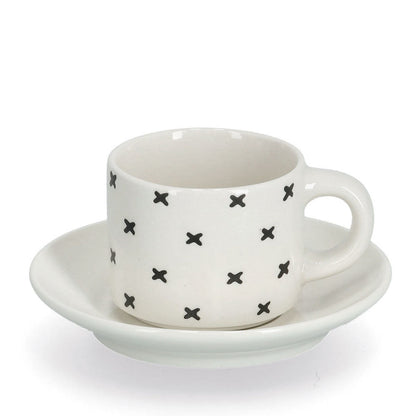 ZELLER 26537 Espresso-Set SCHWARZ/WEISS, 8-tlg., Porzellan
