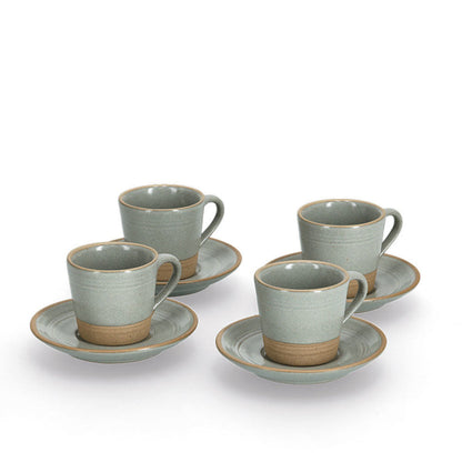 ZELLER 26538 Espresso-Set GRAU/BRAUN, 8-tlg., Steingut
