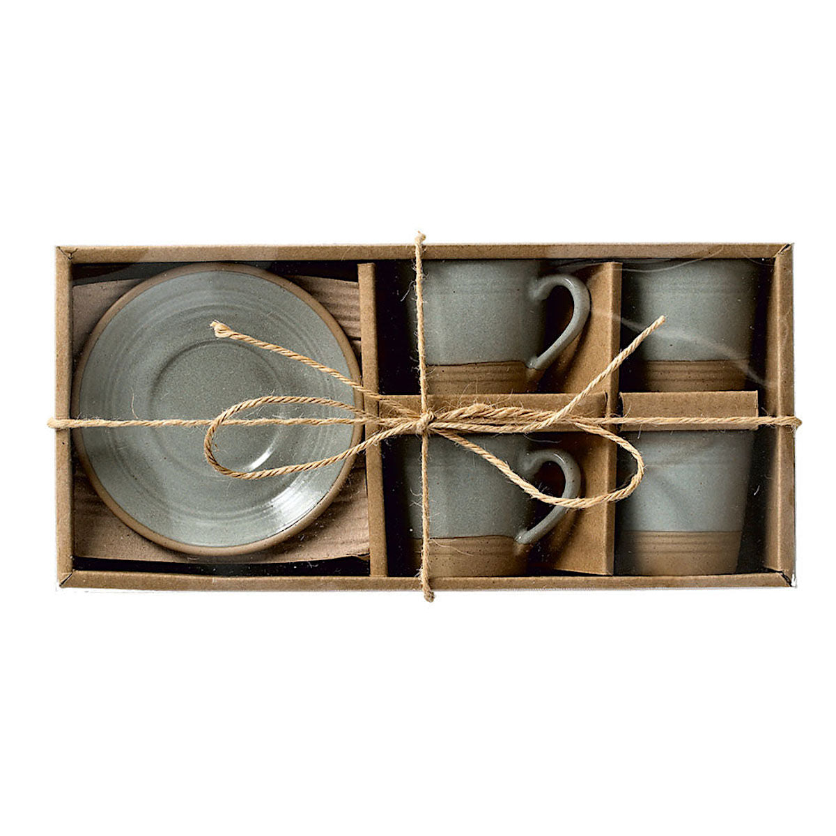 ZELLER 26538 Espresso-Set GRAU/BRAUN, 8-tlg., Steingut