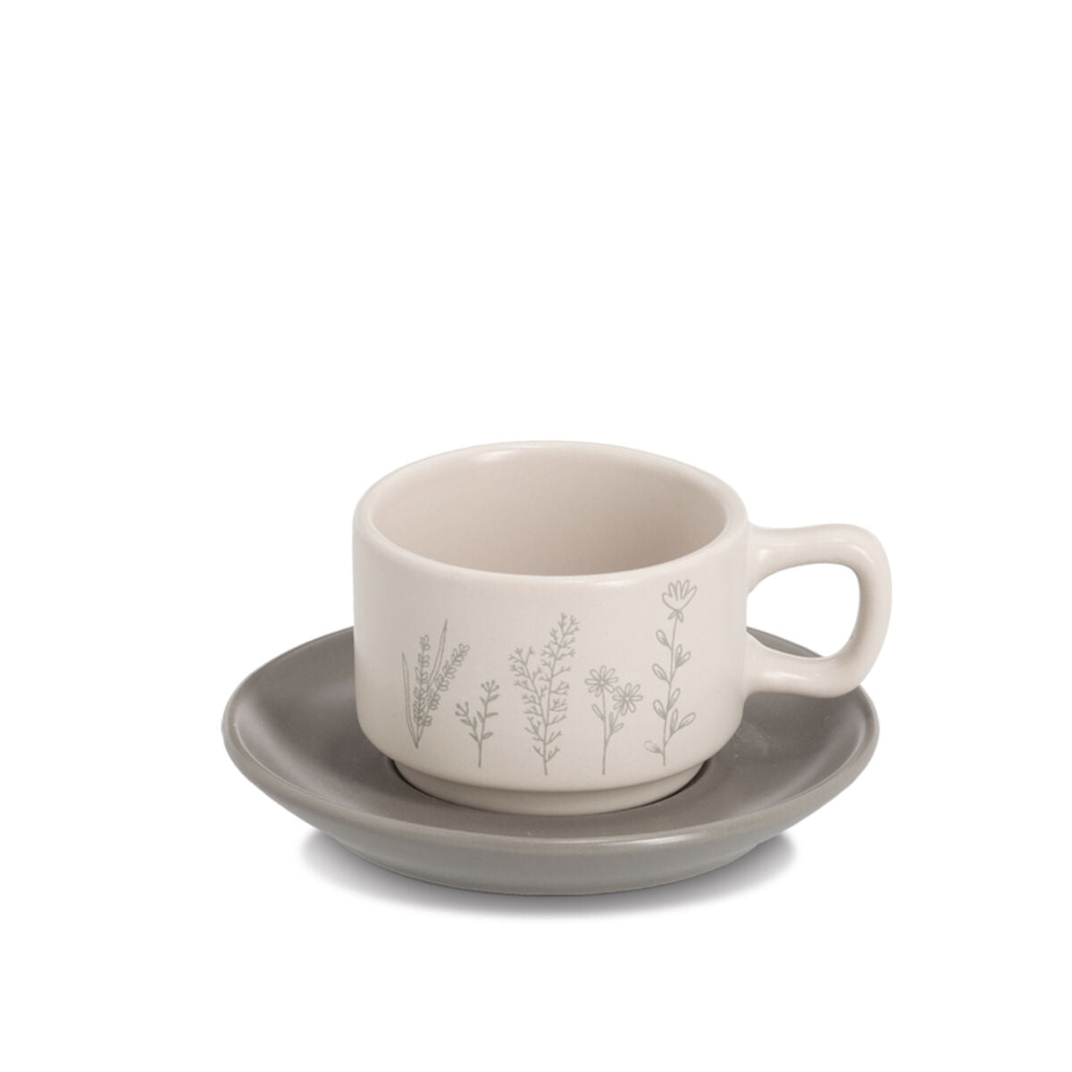 ZELLER 26539 Espresso-Set FLOWERS, 8-tlg., Steingut