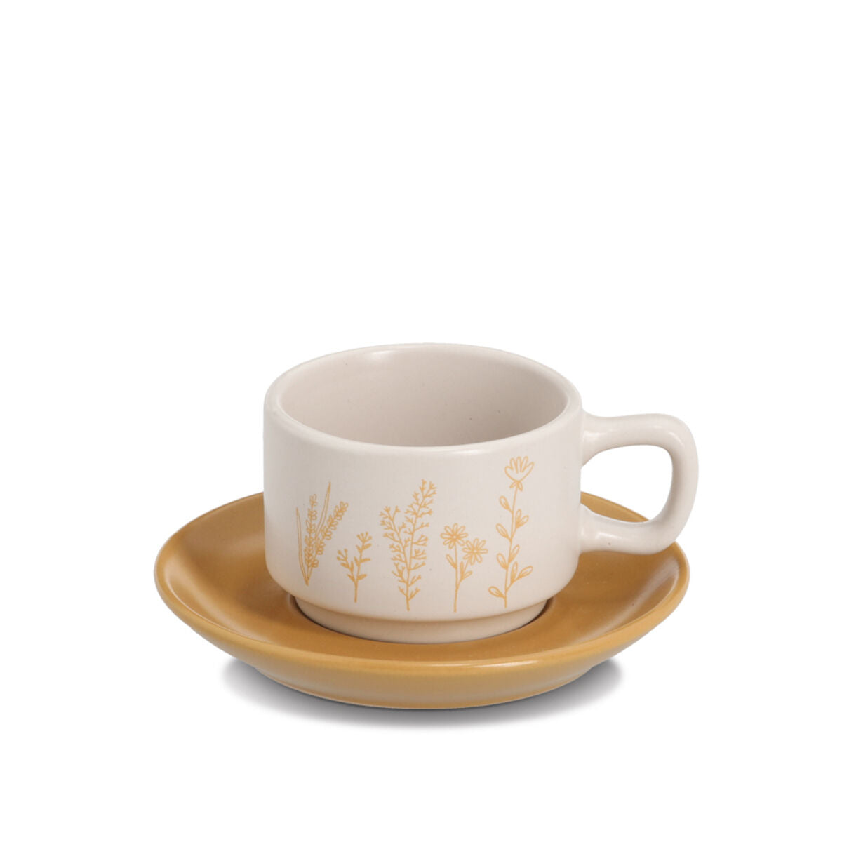 ZELLER 26539 Espresso-Set FLOWERS, 8-tlg., Steingut