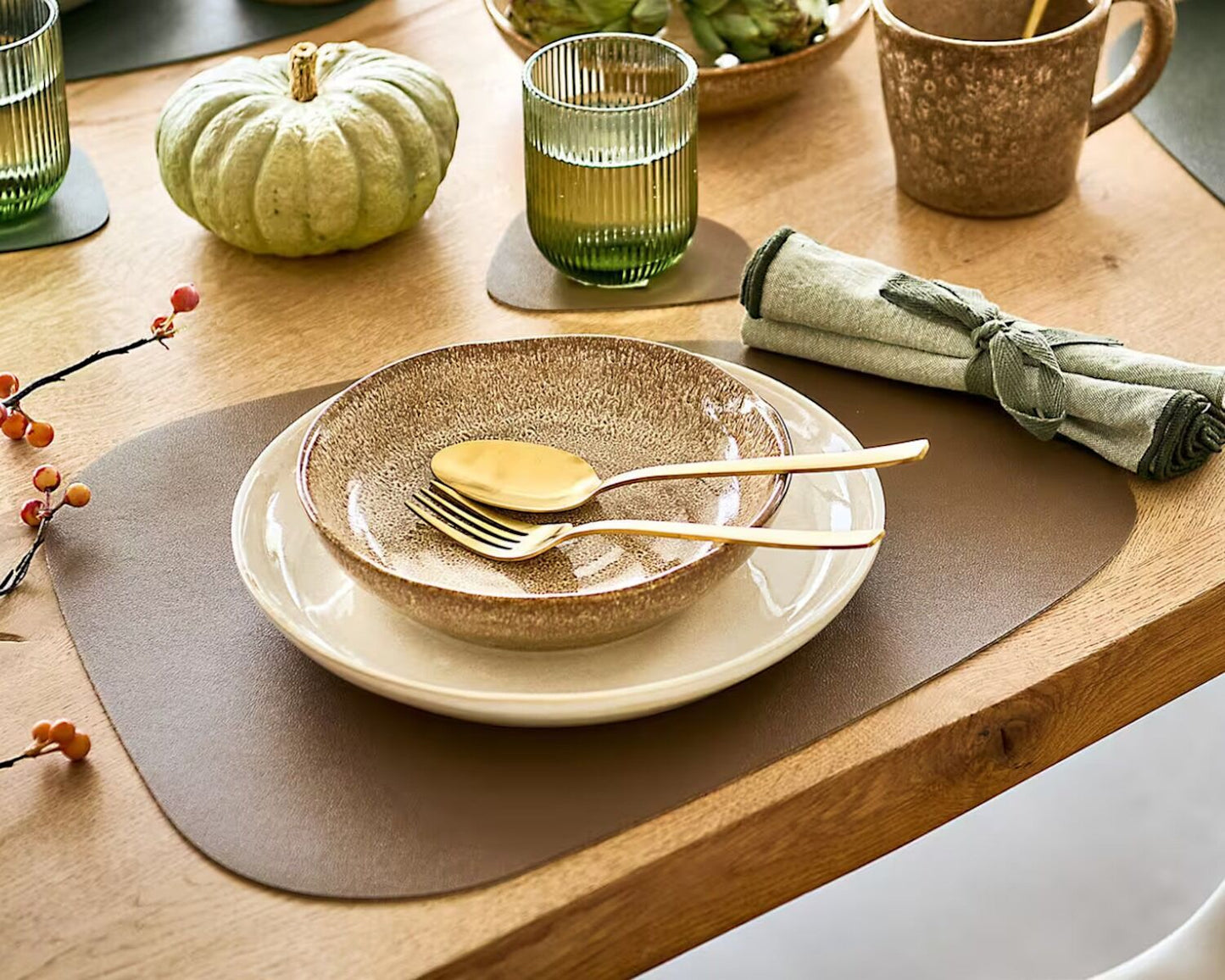 ZELLER 27152 Platzset 2 TONE, Kunstleder, beige/braun, ca. 34 x 42 cm