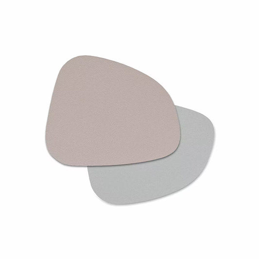 ZELLER 27154 Glasuntersetzer-Set 2 TONE 4-tlg., Kunstleder, greige/grau, ca. 10 x 12 cm