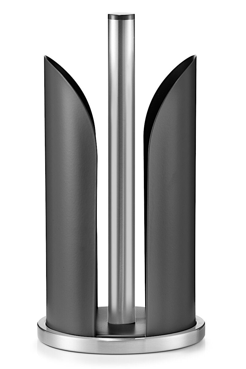 ZELLER Küchenrollenhalter 27217 Edelstahl/Metall, matt schwarz, Ø 15 x 30,5 cm
