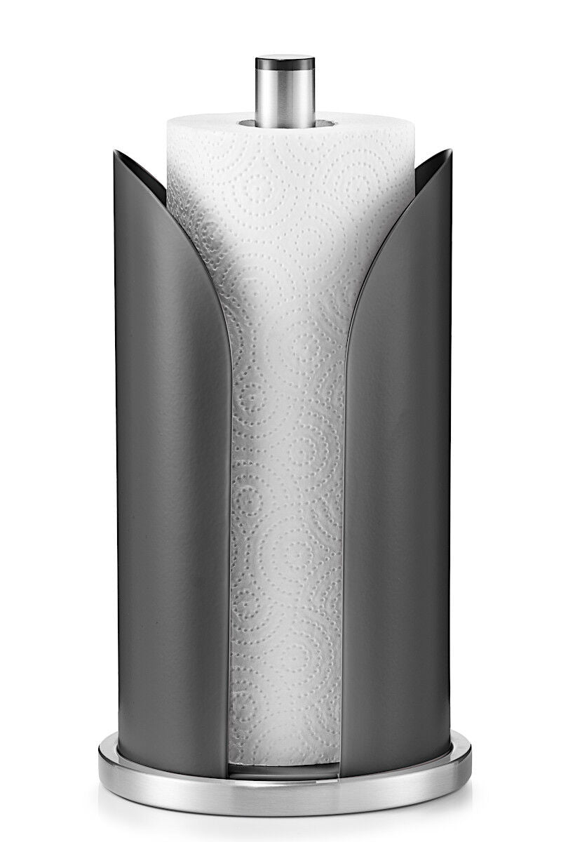 ZELLER Küchenrollenhalter 27217 Edelstahl/Metall, matt schwarz, Ø 15 x 30,5 cm