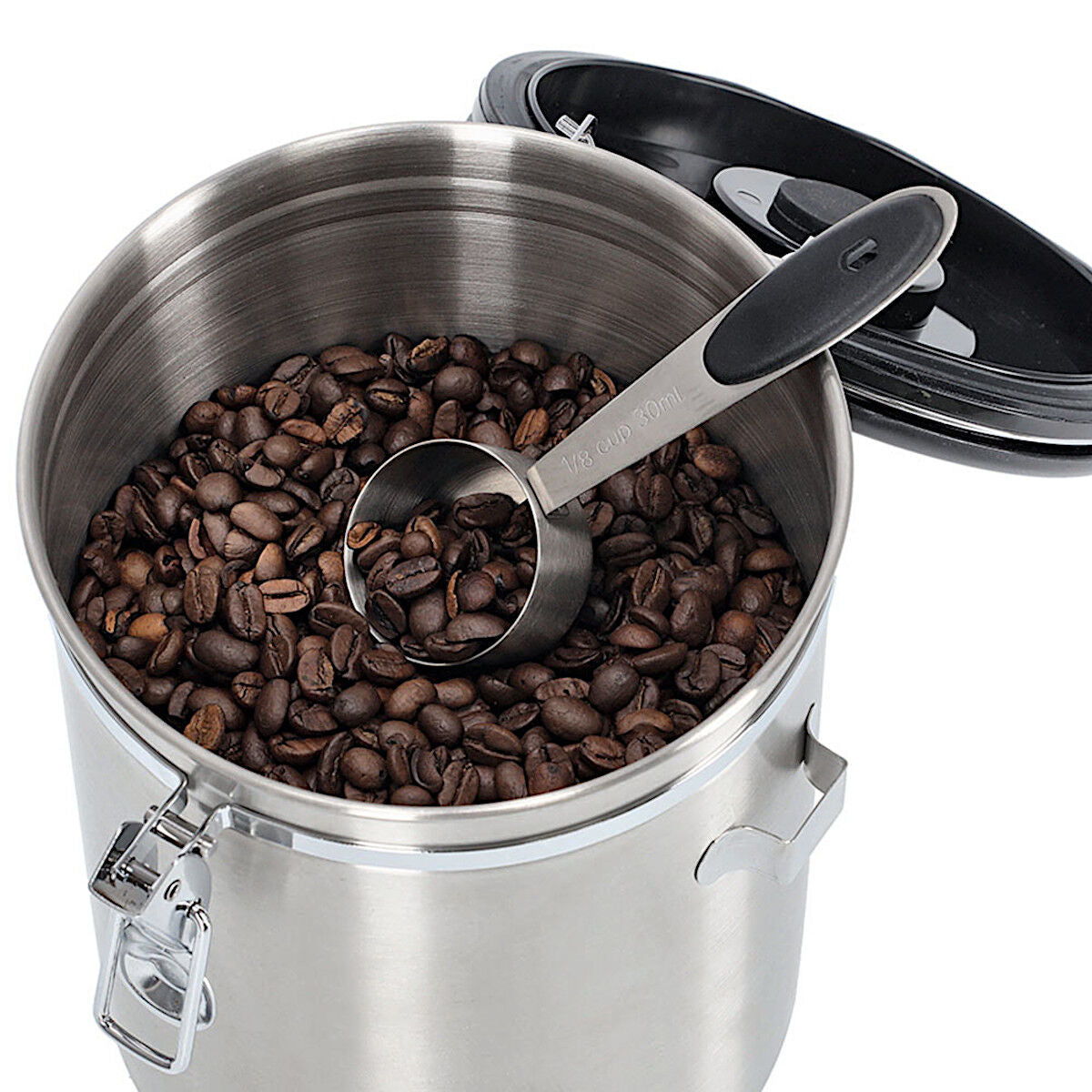 ZELLER 27368 Kaffeedose mit Löffel 2700 ml, Edelstahl/Kunststoff, Ø 14 x 21,5 cm