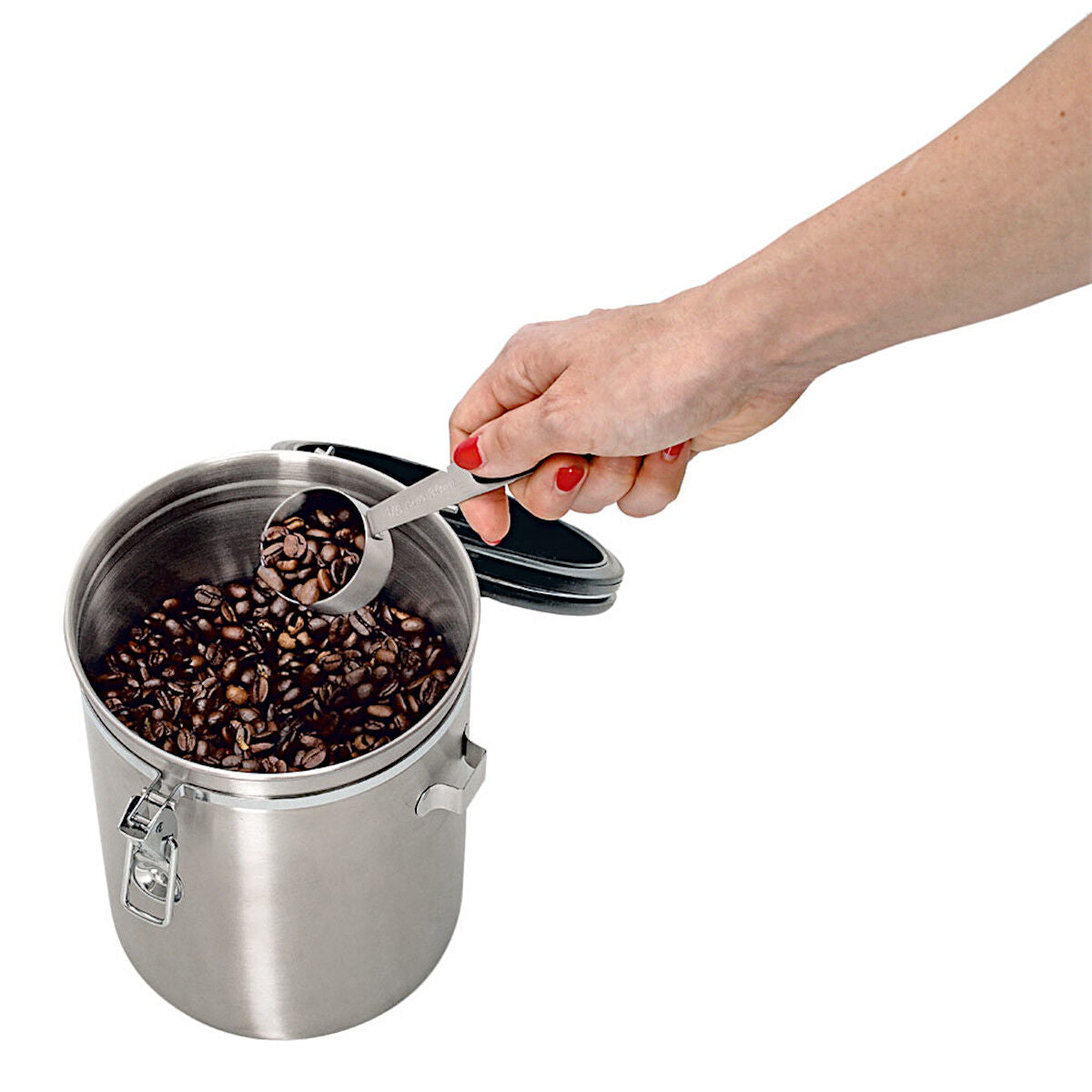 ZELLER 27368 Kaffeedose mit Löffel 2700 ml, Edelstahl/Kunststoff, Ø 14 x 21,5 cm