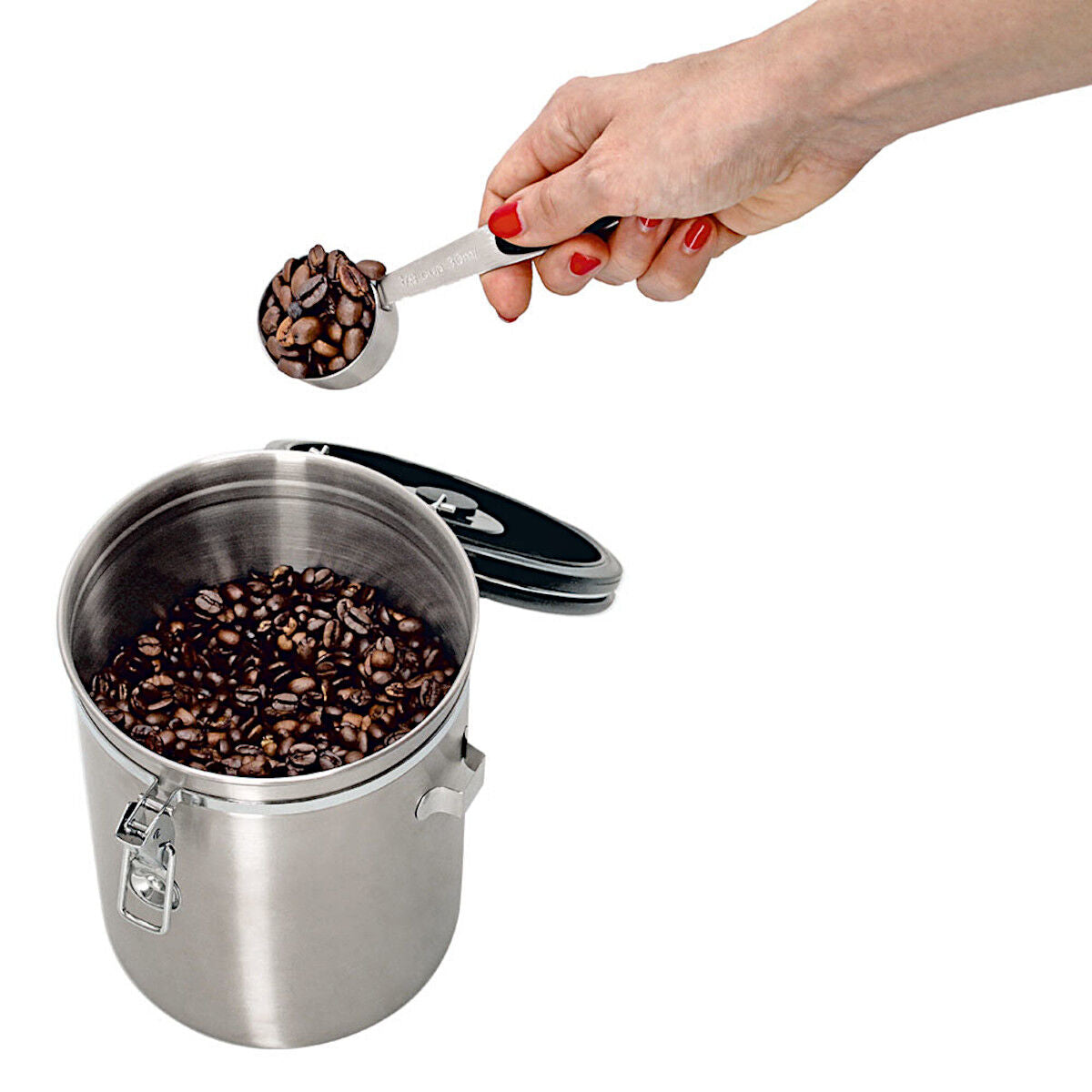 ZELLER 27368 Kaffeedose mit Löffel 2700 ml, Edelstahl/Kunststoff, Ø 14 x 21,5 cm