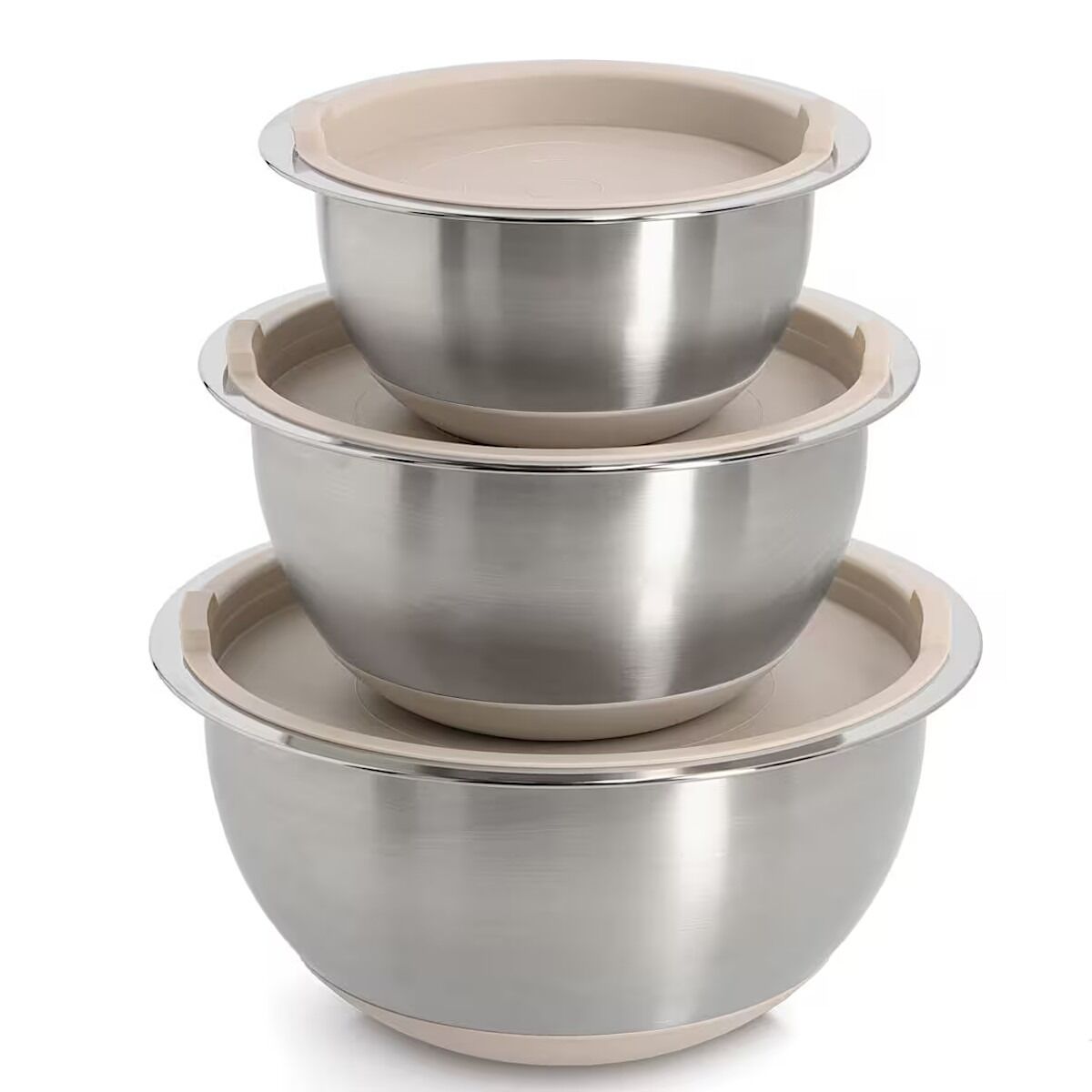ZELLER 27369 Schüssel-Set 3-tlg. Edelstahl mit Deckeln aus Kunststoff