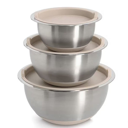 ZELLER 27369 Schüssel-Set 3-tlg. Edelstahl mit Deckeln aus Kunststoff