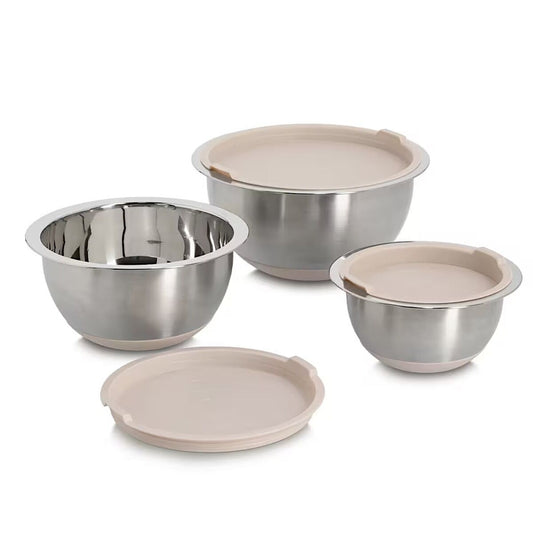 ZELLER 27369 Schüssel-Set 3-tlg. Edelstahl mit Deckeln aus Kunststoff