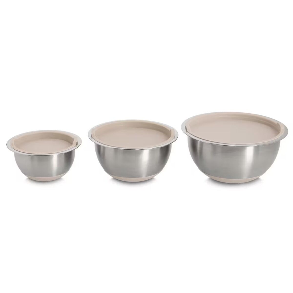 ZELLER 27369 Schüssel-Set 3-tlg. Edelstahl mit Deckeln aus Kunststoff