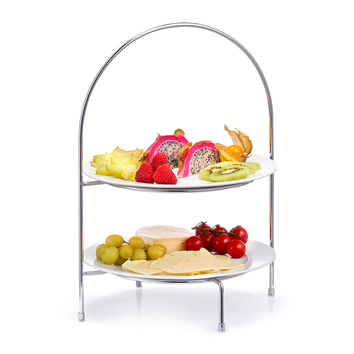 ZELLER Etagere 27381 mit zwei Ebenen für Teller, Metall, verchromt, ca. 29 x 27 x 39 cm