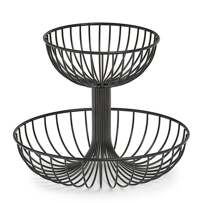 ZELLER Obst-Etagere 27415 mit zwei Ebenen, Metall, schwarz, ca. Ø 32 x 25,8 cm
