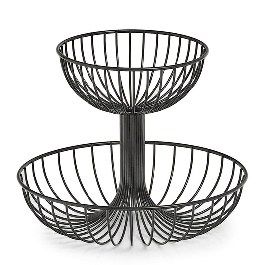 ZELLER Obst-Etagere 27415 mit zwei Ebenen, Metall, schwarz, ca. Ø 32 x 25,8 cm