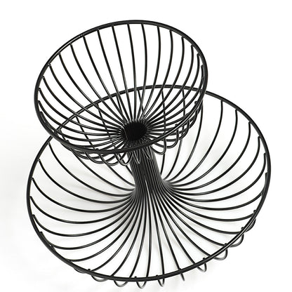 ZELLER Obst-Etagere 27415 mit zwei Ebenen, Metall, schwarz, ca. Ø 32 x 25,8 cm