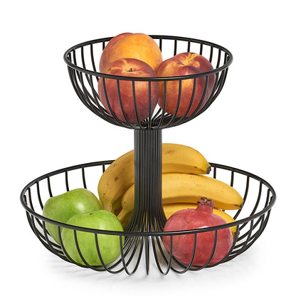 ZELLER Obst-Etagere 27415 mit zwei Ebenen, Metall, schwarz, ca. Ø 32 x 25,8 cm